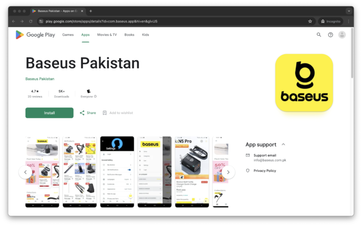 Baseus Pakistan Mobile App » DevsRank